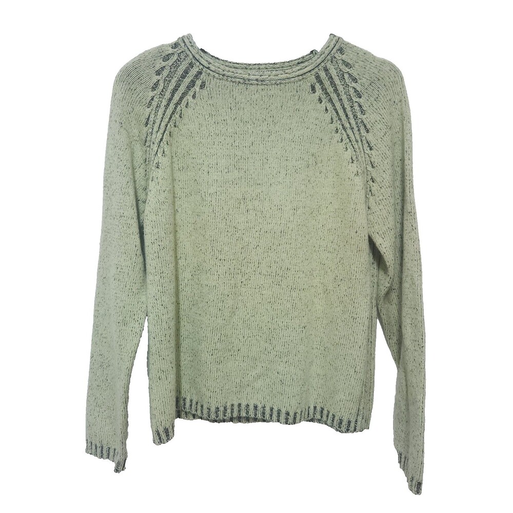 Crewneck Silk Blend Marbled Sage Green XL Earthy Grandma Minimalist Sweater